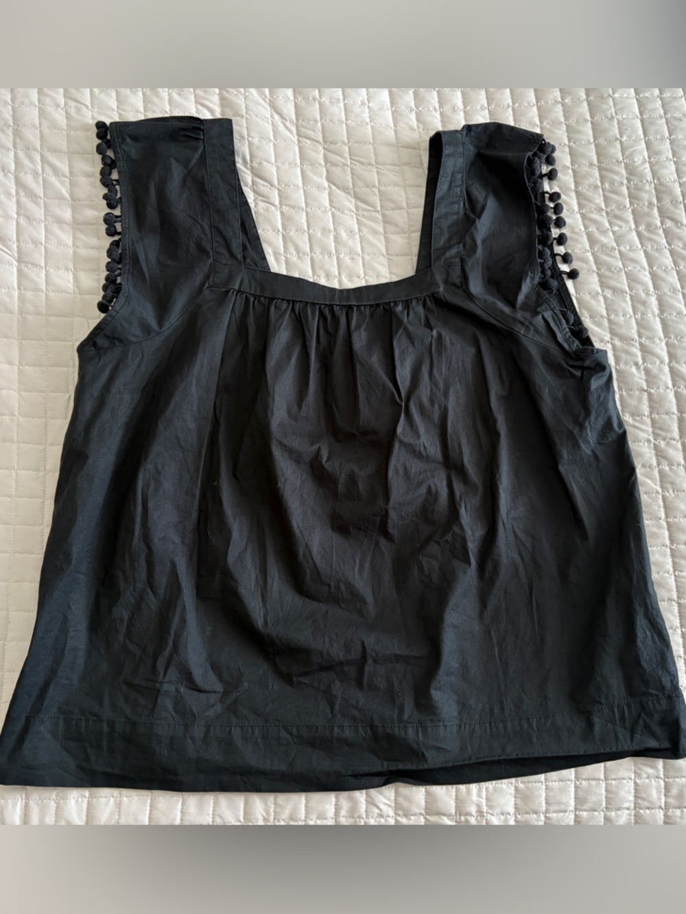 J. Crew Factory Black Pom-Trim Sleeveless Top